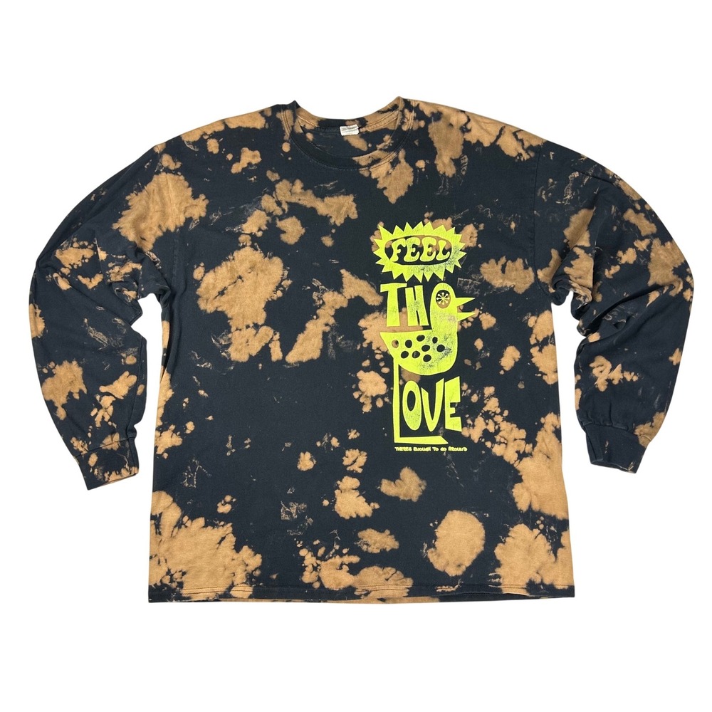 Urban Outfitters Feel The Love Bleach Dye Long Sleeve Graphic T-Shirt Mens L